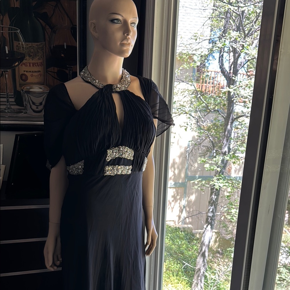Sexy and elegant Silk evening black dress size large B-2